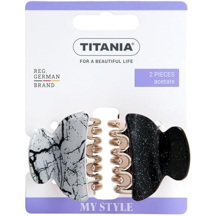 Titania 8252 Acetate Hair Clips 2-Pieces, 4 cm Length, Multicolor